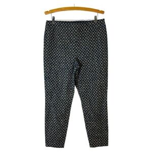 Talbots blue yellow white geometric Essex ankle preppy stretch pants 12